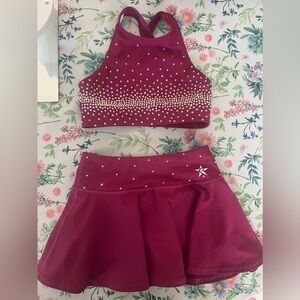 Rebel athletic cranberry crystal bra and skirt